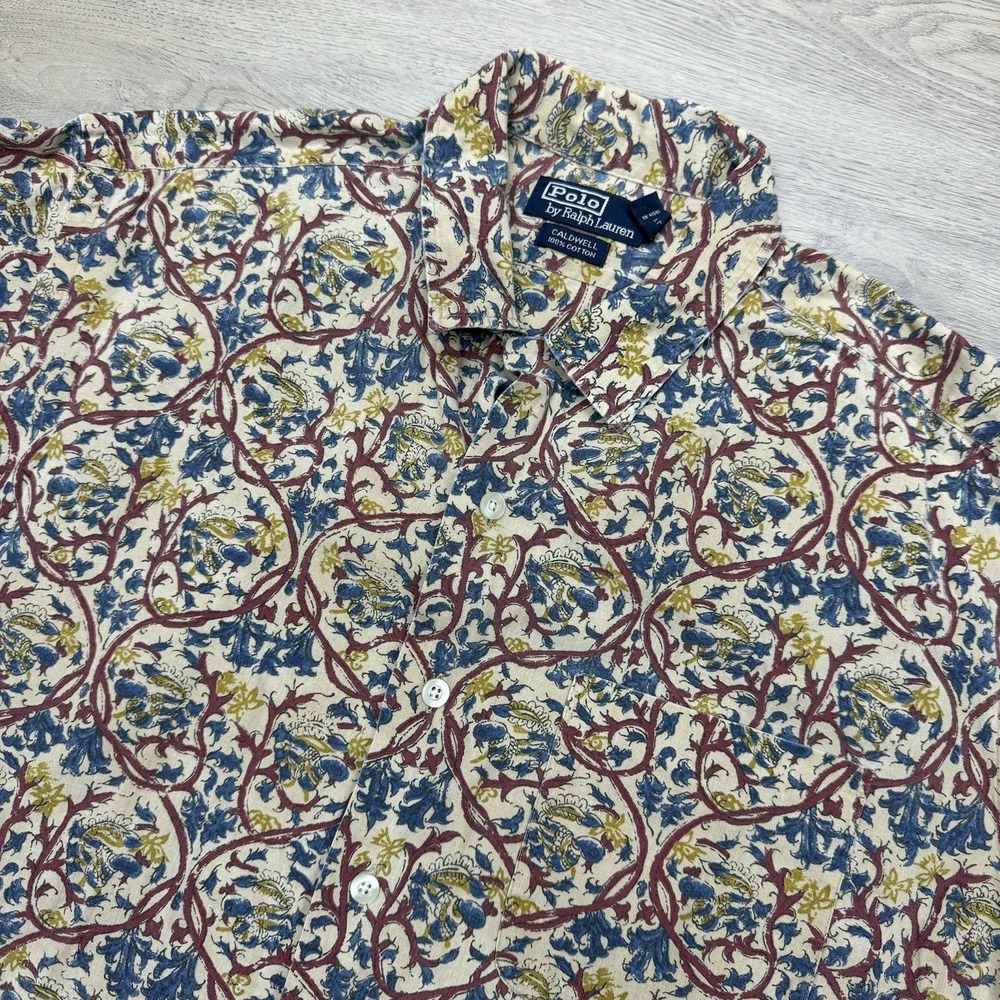 VTG Polo Ralph Lauren Caldwell Paisley Floral Shirt Men's Sz L Cotton